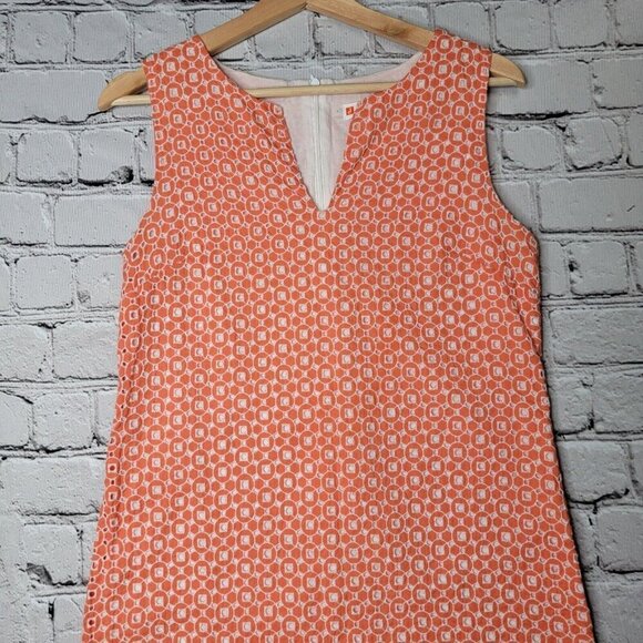 Jude Connally 100% Cotton Orange White Geometric Sleeveless Dress Size S - Picture 2 of 12
